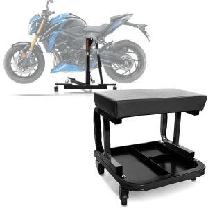 Set: Central Stand compatible with Suzuki GSX-S 750 17-21 Paddock Stand Power-Evo + Workshop stool on wheels WS3 workshop seat 