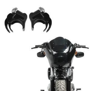 Set : Headlight Fairing MG8 for Dyna Street Bob 06-17 Windshield smoke + Windshield Clamps 49 mm for 05-20 Windscreens