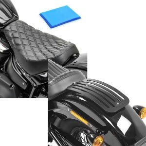 Set: Solo Sitz Gel für Harley Softail Street Bob / Standard 18-21 Sitzbank DS4 + Gepäckträger für Harley Davidson Softail 18-21 Solo Rack L1 Gepäckbrücke Craftride_1