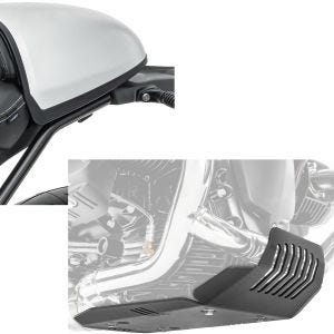 Set: Soziusabdeckung für BMW R NineT 14-21 Höckerabdeckung Zaddox in silber + Motorschutz für BMW R NineT 14-21 Motoguard Aluminium Bugspoiler Unterbodenschutz schwarz_1