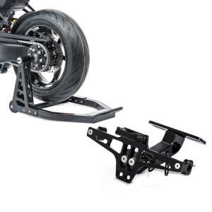 Set: Single Sided Rear Paddock Stand compatible with Ducati Streetfighter V4 / S 20-24 Constands SC1 Aluminium black + Number plate holder compatible with Ducati Streetfighter V4 / S Tail Tidy Zaddox NH2