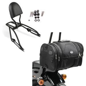 Set: Sissybar Harley Davidson Street 750 15-20 Craftride Fast Driver-S inkl. Gepäckträger schwarz + Hecktasche für Harley Street 750 / 500 Gepäckrolle Craftride RB1 24-30Ltr_1