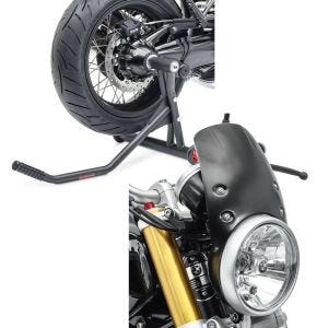 Set: Single swing arm paddock stand BMW R NineT Pure 17-23 ConStands Single-Racing black-matt + Windscreen compatible with BMW R NineT Pure 17-23 Craftride CW9 black