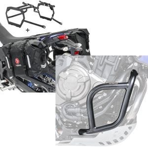 Set: Saddlebag Set WP8 compatible with Yamaha Tenere 700 19-24 with supports Bagtecs + Engine Guard compatible with Yamaha Tenere 700 19-24 Motoguard Crash Bar