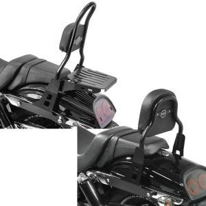 Set: Sissybar fits for Harley Davidson Dyna Fat Bob 10-17 Craftride Fast Rider-M incl. Rear rack black + Sissy bar CSS Fix fits for Harley Davidson Dyna Fat Bob 10-17 black Craftride