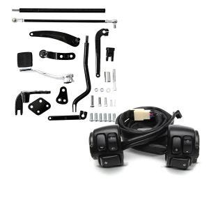 Set: Forward controls fits for Harley Davidson Dyna Street Bob 06-17 Footrest system Craftride RR1 + Handlebar Control Switch fits for Harley Davidson Dyna Street Bob 06-11 black Craftride