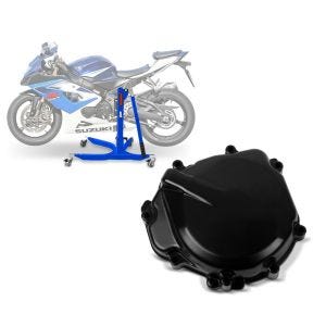 Set: Central Stand Suzuki GSX-R 1000 05-08 blue Paddock Stand ConStands Power-Classic + Alternator Cover compatible with Suzuki GSX-R 1000 05-08 Stator engine cover