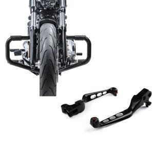 Set: Sturzbügel Mustache II für Harley Dyna Street Bob 06-17 schwarz + Bremshebel und Kupplungshebel Set Edge Cut Harley Davidson Dyna Street Bob 06-17 schwarz Craftride_1