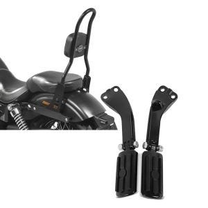 Set: Sissy Bar CSL Fix für Harley Dyna Street Bob 09-17 schwarz Craftride + Sozius Fussrasten Set mit Halter für Harley Dyna Street Bob 06-17 BL1 schwarz Craftride_1