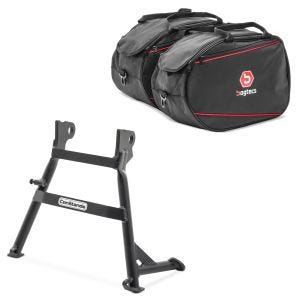 Set: Hauptständer Honda Varadero 125 04-16 Mittelständer ConStands in schwarz + Seitenkoffer Innentaschen 2x20L für Honda Varadero XL 1000 V / 125_1