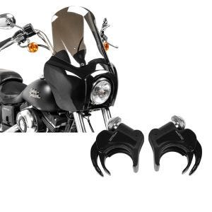 Set: Frontverkleidung für Harley Dyna Low Rider / Street Bob Craftride MG5 mit Scheibe schwarz-rauchgrau + Windschild Klammern 49mm Harley Davidson Dyna Street Bob 06-17 Windschutzscheiben schwarz Craftride_1