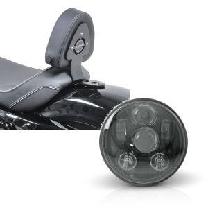 Set: Fahrer Sissybar für Harley Sportster 883 Iron 09-20 Fahrer Rückenlehne Craftride + Hauptscheinwerfer LED 5,75 Zoll für Harley Sportster 883 Iron 09-20 schwarz von Craftride_1