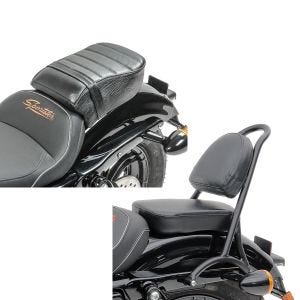 Set: Sozius Sitz mit Polsterung für Harley Sportster Forty-Eight 48/ 883 Iron Craftride + Sissy Bar RPS für Harley Davidson Sportster 883 Iron 09-20 schwarz Craftride_1