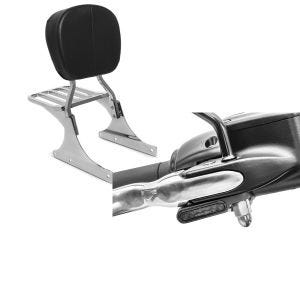 Set: Sissy Bar + luggage rack fits for Harley Davidson Fat Boy 90-06 chrome Craftride + LED Handlebar indicators for Cruiser Lumitecs M2 tinted CB18190