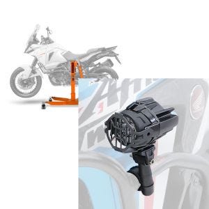 Set: Central Stand compatible with KTM 1290 Super Adventure S 17-20 orange Paddock Stand ConStands Power-Classic + LED Auxiliary Spot Light Set compatible with KTM 1290 Super Adventure / R / S / T Lumitecs S22X