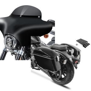 Set: Batwing Verkleidung MD8 für Suzuki Intruder VL 1500 / 250 LC Craftride + Seitenkoffer Set für Suzuki Intruder VL 1500 / 250 LC Craftride Dallas 23Ltr mit Haltesatz_1