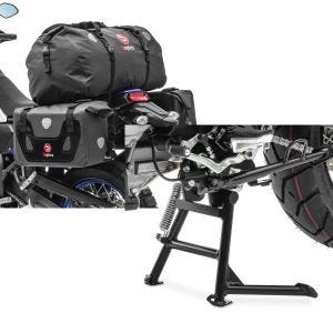 Set: Saddlebag Set compatible with Suzuki V-Strom 650 / 250 / XT RX80 Tail Bag + Centre Stand Suzuki V-Strom 650 / XT 11-24 Center Stand ConStands in black