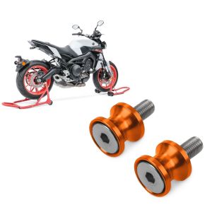 Set: Paddock Stand Set compatible with KTM 690 SMC / R Constands rear front wheel CS red + Motorcycle Bobbin Spools Motea Jerez M10 x 1.5 orange