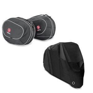 Set: Pannier Liner Inner bag compatible with KTM 1290 Super Duke GT 16-24 side cases Bagtecs + Motorbike Cover Craftride XL Outdoor tarpaulin in black