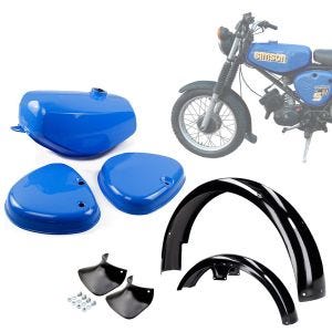 Set Fuel Tank with Side Covers +  Fender with Splash Guard suitable for Simson S50 S51 S70 Craftride blue