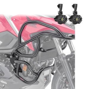 Set Engine Guard + Auxiliary lights compatible with Honda NC 750 X 21-24 crash bar Motoguard black