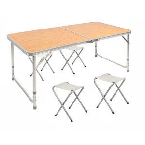 Camping table + 4 stools aluminum foldable Vanit M51 folding table furniture set height adjustable Outdoor NEW