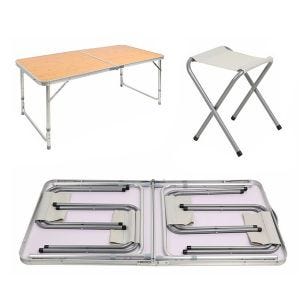 Camping table + 4 stools aluminum foldable Vanit M51 folding table furniture set height adjustable Outdoor DPL1 NEW