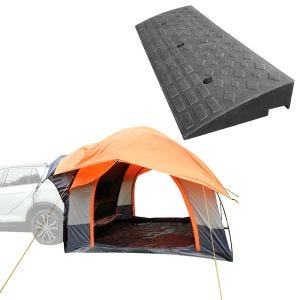 Rear tent car 1-2 persons awning tent car dome tent freestanding ME64 orange + Curb ramp Vanit BR22 rubber access ramp driveway 100cm
