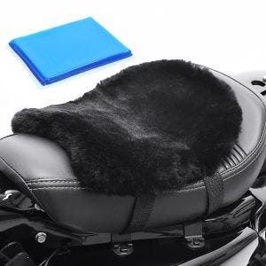 Motorcycle lambskin seat cushion with gel pad Tourtecs LG14 comfort cushion 32 x 27 cm