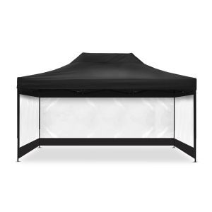 Pavillion with 4 Pavillon walls 3x4,5m black Tourtecs foldable for the racetrack transparent