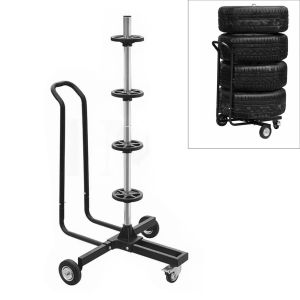 Mobile rim tree trolley with handle for car tires Vanit FB12 wheel stand black