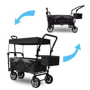 Handcart with roof foldable Divit transport cart garden cart foldable steel ME70 black DPLI2