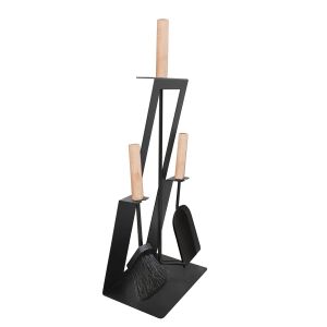 Fireplace cutlery 4-piece Divit fireplace set fireplace accessories with shovel, ash brush and poker ME99 black
