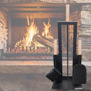 Fireplace cutlery 4-piece Divit fireplace set fireplace accessories with shovel, ash brush and poker ME99 black DPLI1