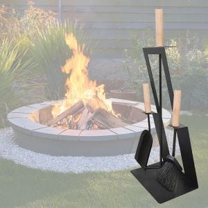 Fireplace cutlery 4-piece Divit fireplace set fireplace accessories with shovel, ash brush and poker ME99 black DPLI2