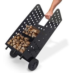 Firewood trolley 55 x 45 x 104cm Divit firewood rack steel fireplace accessories RE42 black DPLI2