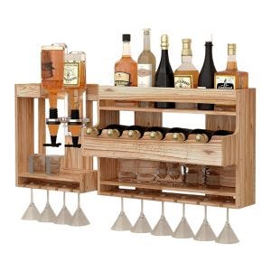 Wine wall shelf Divit WW23 bottle rack with glass holder