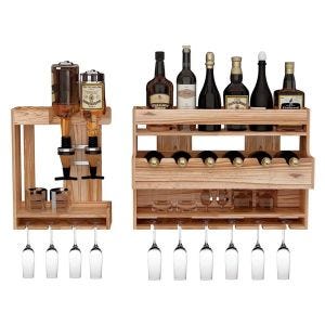 Divit Wine wall shelf WW23 bottle rack with glass holder DPL1