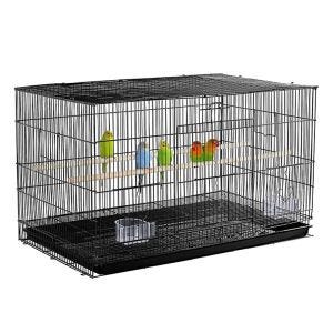 Bird cage with wooden poles Divit bird aviary with dirt tray 76 x 45 x 46 cm PL8 black