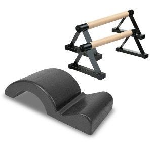 Indoor Calisthenics Wooden Grips IC1 Gymnastics Parallettes + Pilates spine correction back extension Pilates accessories sustainable RE51 black