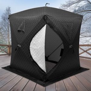 Camping tent sauna tent 1-2 persons waterproof 180 x 180 x 210 cm GI92 black DPLI2