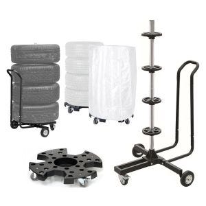 Set of mobile rim tree with handle + tire rolling board for car tires Vanit RR4 Transport and storage of tires