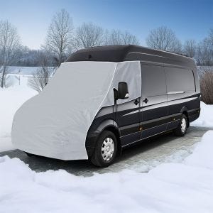Motorhome windshield cover fleece compatible with Mercedes Benz Sprinter 07-17 window insulation Vanit ME58 gray DPLN2
