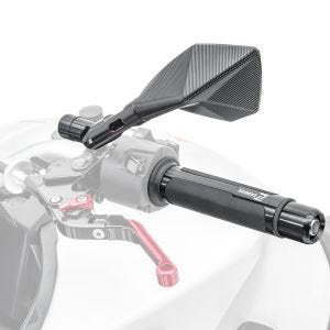 Handlebar Rear View Mirror Tomahawk Set compatible with Suzuki V-Strom 650 / XT and Grips LG1 Zaddox S-J1